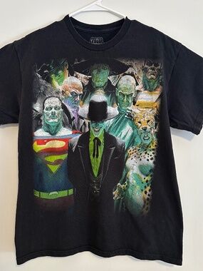 Justice League DC Villains Graphic Print T-Shirt Large Black Y2K Short Sleeve